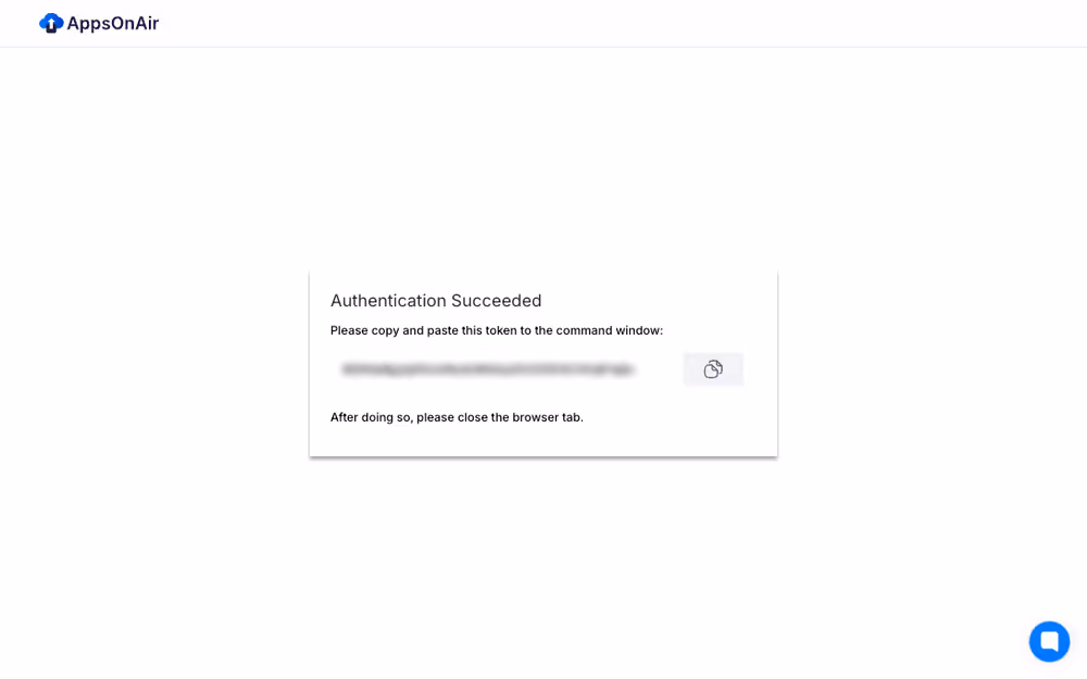 AppsOnAir CodePush authentication succeeded