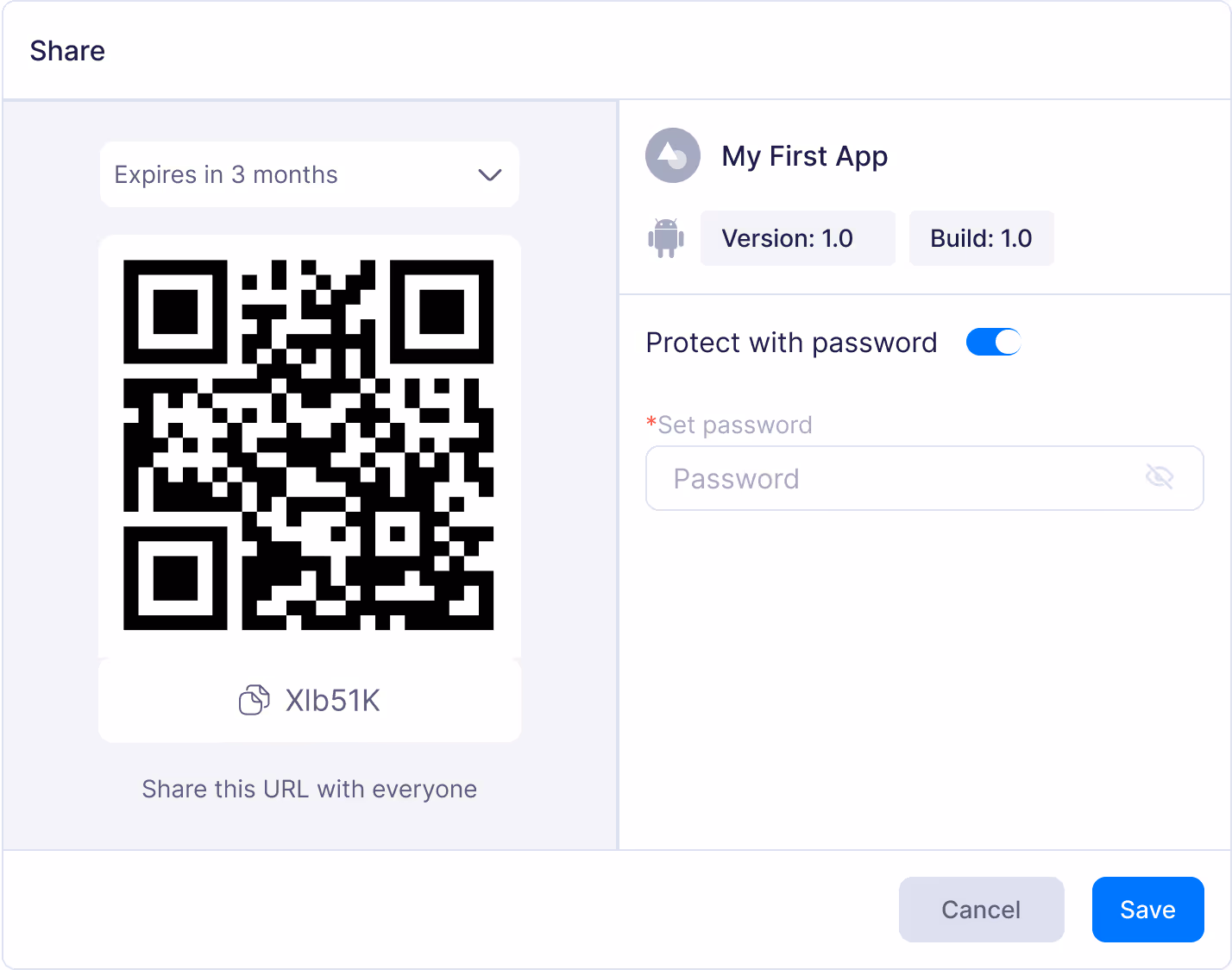 Copy generate IPA build link to share it with respected people